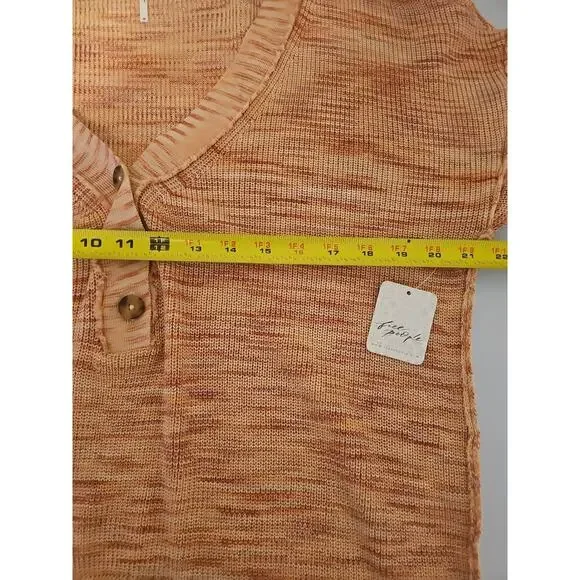 Free People Mercury‎ Heathered Henley V Neck Long Sleeve Sweater Women’s Size M - Picture 6 of 9